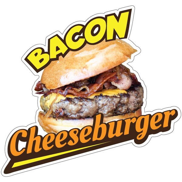 Bacon Cheeseburger Decal Concession Stand Food Truck Sticker, 8" x 4.5", D-DC-8 Bacon Cheeseburger19